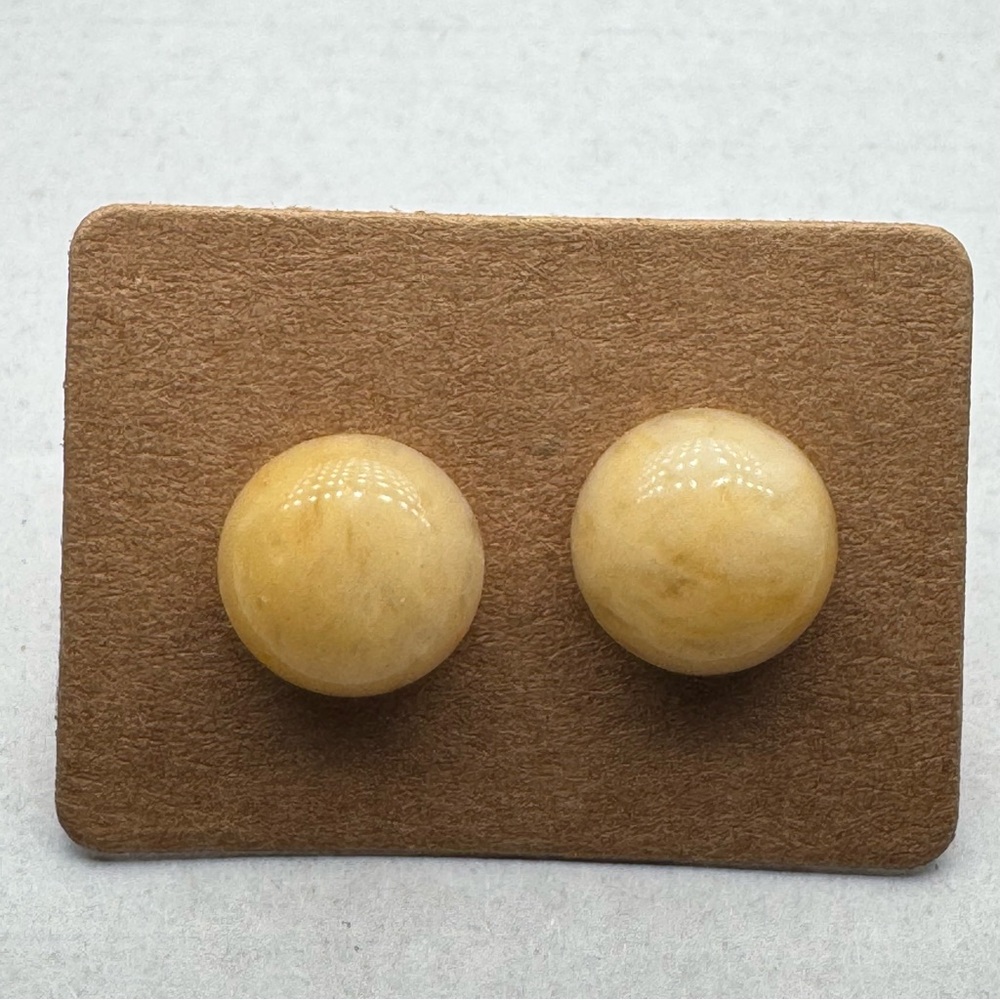 Light Orange Stone Stud Earrings For Pierced Ears